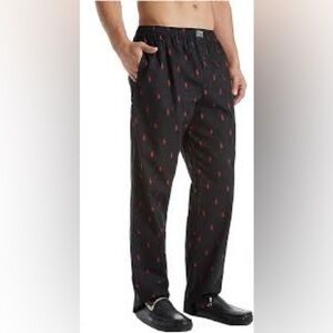 Polo Ralph Lauren Mens All Over Pony Player Woven Sleepwear Black/ Red Pants M